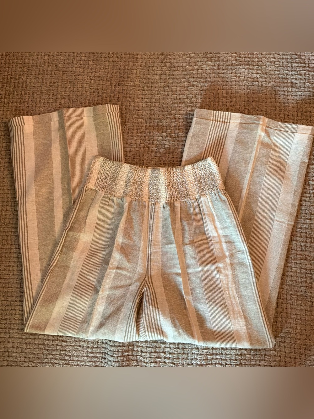 πβ¨π Boho Striped Wide Leg Pants High Rise Elastic Waist Size L - Picture 10 of 10